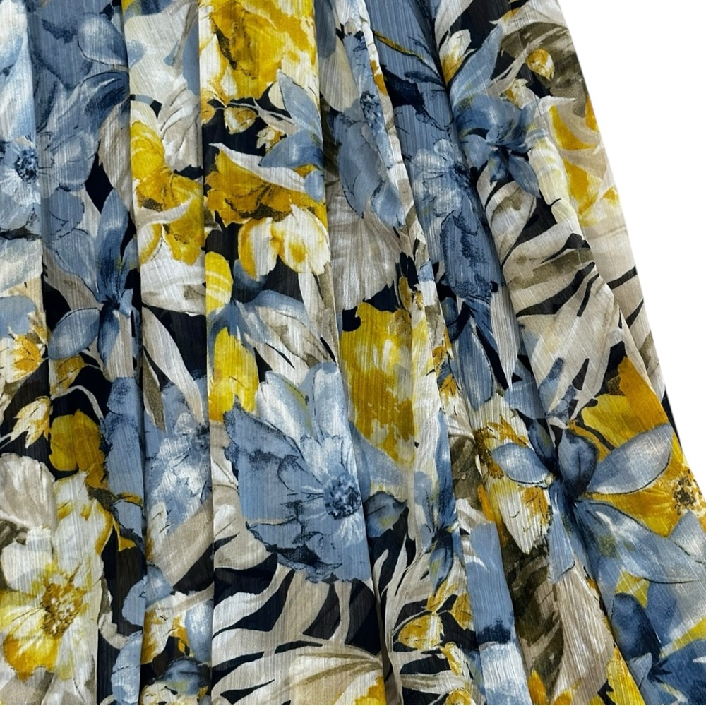 Kate & Lily Blue Yellow Floral Long Sleeve Maxi Dress - Size 6 - Picture 4 of 7